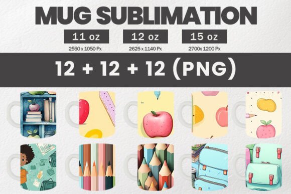 Pastel Back to School Mug Wrap: A Versatile Design for Customization